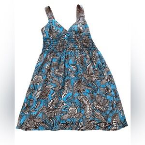 Trina Turk Paisley Floral Smocked Silk Dress